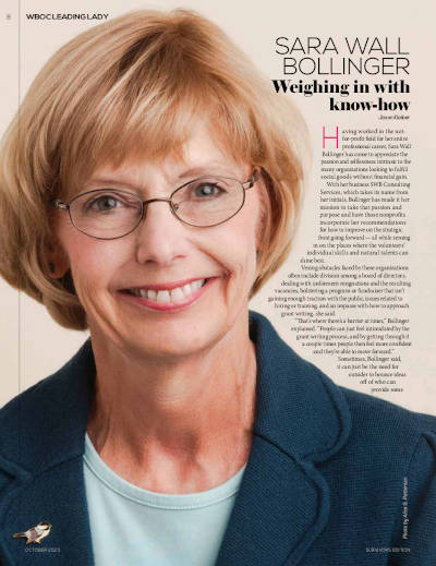 Sara Wall Bollinger's featured article in the Oct 2023 edition of Syracuse Woman Magazine